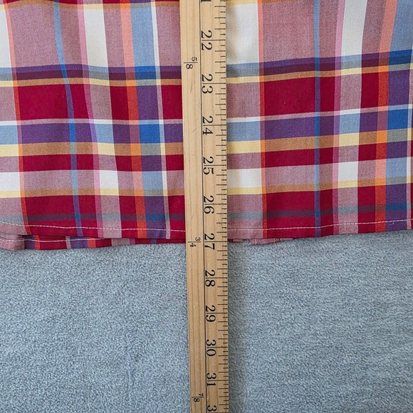 Lauren Ralph Lauren Womens Red Multi Plaid 100% Silk Button Down Shirt Large - Picture 8 of 8